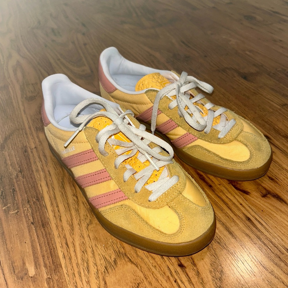 Adidas Gazelle Yellow and Pink Suede Low-Top Sneakers